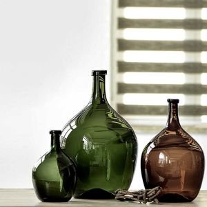 Ceramic Nordic Bottle Shaped Handmade Glass Vase With A Large Belly On The Gr...