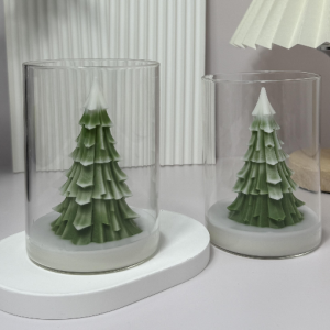 Pine scented candle-green-random fragrance-mixed wax