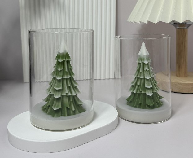 Pine scented candle-green-random fragrance-mixed wax