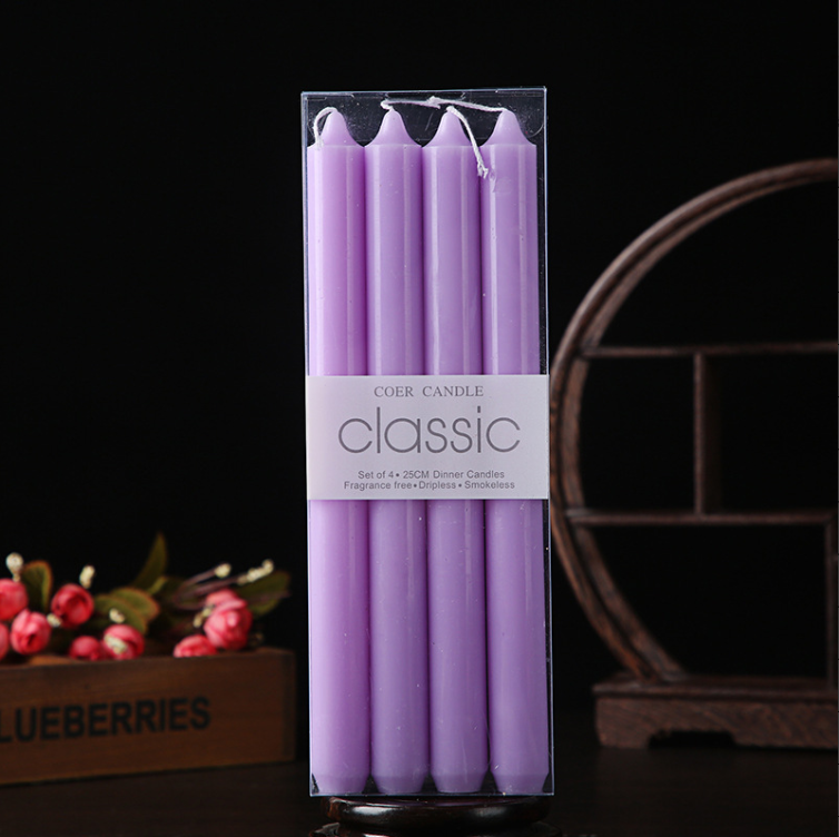 Atmosphere long-pole candle-purple-paraffin wax-4 pieces