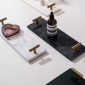 Black Marble & Brass Vanity Tray