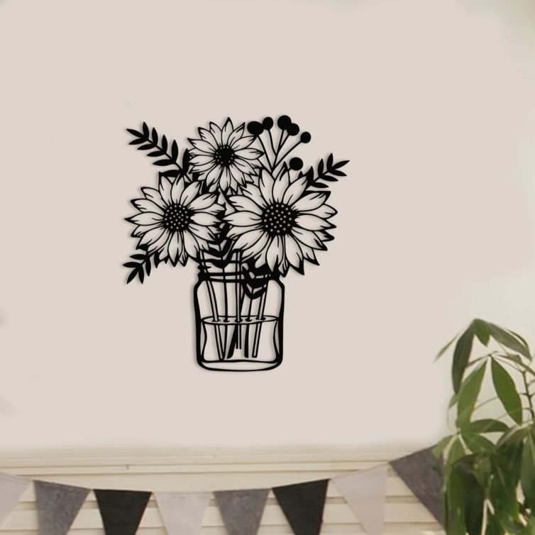 Sunflower Botanical Metal Wall Art