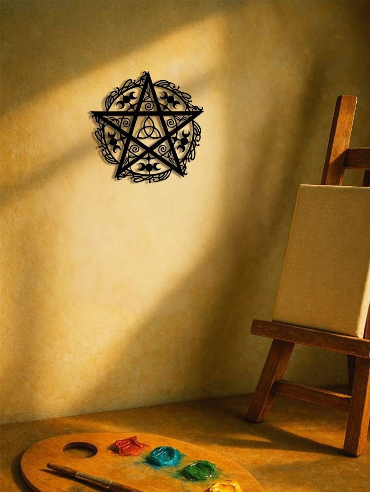 Pentacle & Triple Moon Metal Wall Art